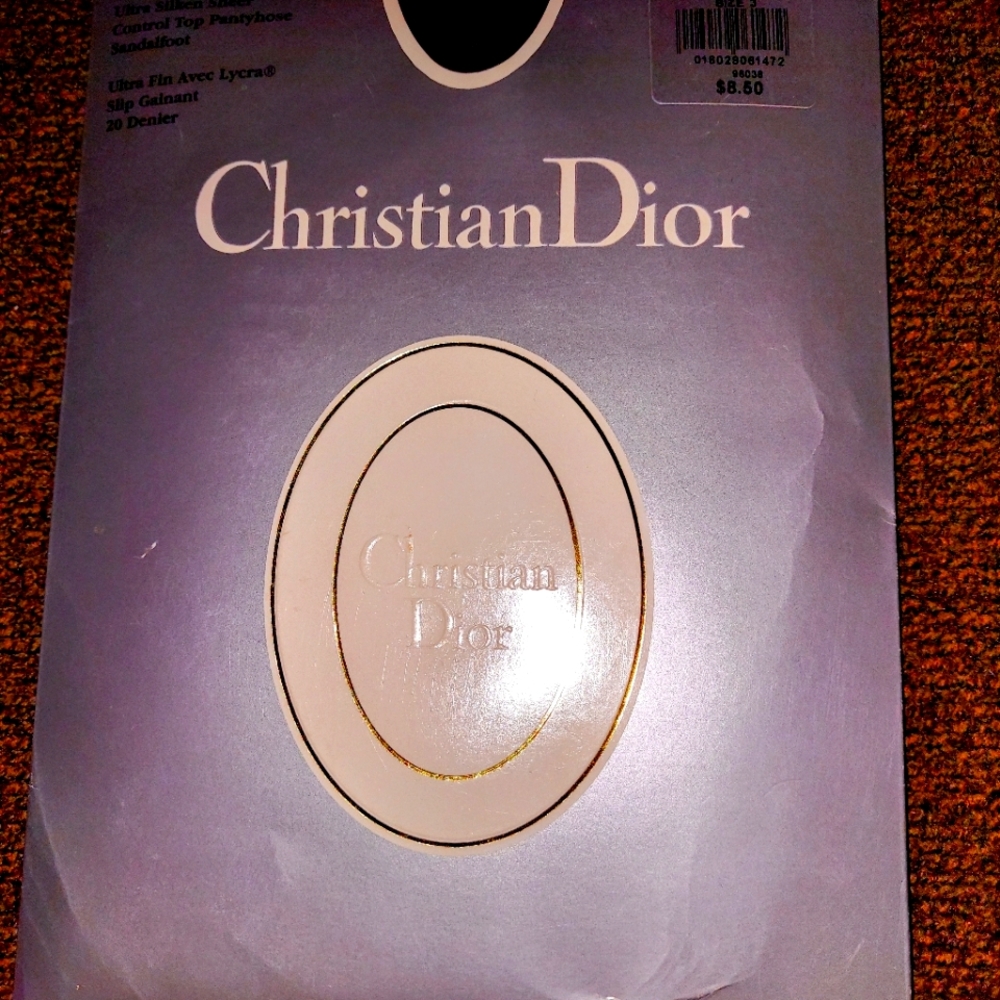 Vintage NIB Christian Dior Ultra Sheer Control Top pantyhose. Size 3. Jet black.
